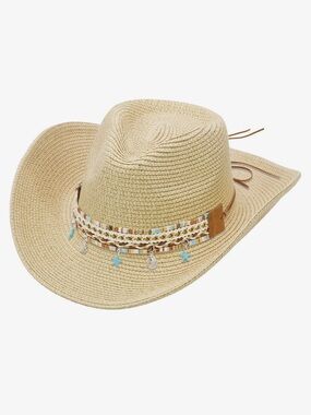 Blue boho tassels  Tribal cowboy hat